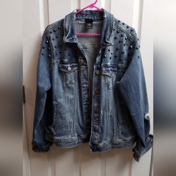 torrid | Jackets & Coats | Torrid Distressed Studded Acdc Jean Jacket ...